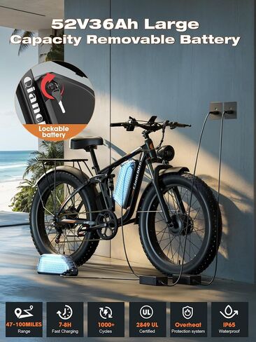Qianchice Peak 9000W Dual Motor Electric Bike Long Range Ebike for Adults 40-45MPH 100 Miles, Fat Tire Electric Bike 24Inch, 58V36AH Commuter Electric Bicycles Ebike for Men Women in Saudi Arabia