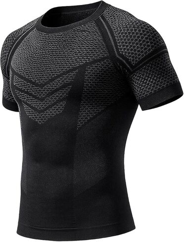 Arjen Kroos Men's Compression Shirts Short Sleeve Body Shaper Slimming Shapewear Baselayer Athletic Workout Shirts in Kuwait
