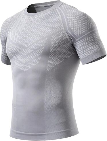 Arjen Kroos Men's Compression Shirts Short Sleeve Body Shaper Slimming Shapewear Baselayer Athletic Workout Shirts in Kuwait