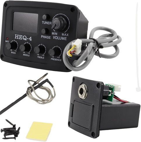 4 نطاقات جيتار صوتي بيك اب EQ Preamp مع موالف لوني ومعادل صوت، HSY400D، لمسة نهائية من خشب القيقب الطبيعي in Kuwait
