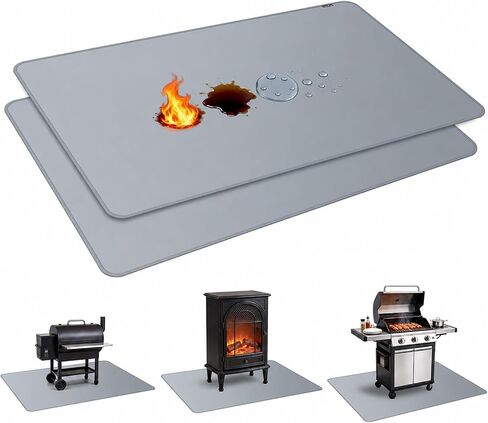 60x40 Inch Under Grill Mat for Outdoor Grill, Double-Sided Fireproof BBQ Mat for Patio and Deck, Waterproof Oil-Proof Fire Pit Mat & Indoor Fireplace Protector Pad in Kuwait