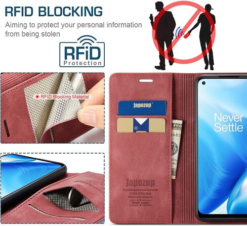 حافظة محفظة japezop OnePlus Nord N10 5G مع [RFID Blocking] حامل بطاقات بمسند مغناطيسي، حافظة جلدية قابلة للطي لهاتف OnePlus Nord N10 5G 6.49 بوصة (أسود) in Kuwait