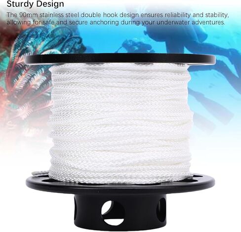 Gavigain Diving Line Reel Stainless Steel 30m Wire Double Hook Scuba Underwater Reel Portable Lightweight Gift Idea Technical Recreational Diving in Kuwait