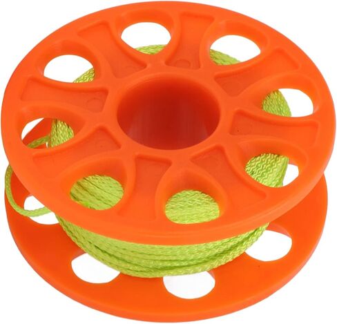 Professional Diving Finger Reel Scuba Reel with 30m Fluorescent Green Line and Copper Double End Hook for Underwater Exploration Water Sports Gear Orange Plastic Body in Kuwait