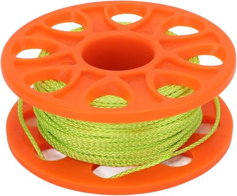 Professional Diving Finger Reel Scuba Reel with 30m Fluorescent Green Line and Copper Double End Hook for Underwater Exploration Water Sports Gear Orange Plastic Body in Kuwait