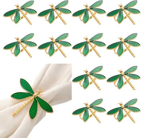 Dragonfly Napkin Rings Set of 12, Animal Insect Metal Napkin Rings, Serviette Buckles Gold Holder for Table Decor Banquet Wedding Birthday Thanksgiving Easter Holiday Daily Use (Gold, 1.5) in Kuwait
