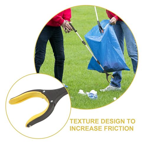NUOBESTY Foldable 3-fold Trash Picker Grabber Tool Yellow Long Handle Garbage Clamp Reusable Trash Pickup Tool for Outdoor Cleaning and Sanitation in Kuwait