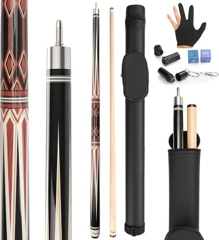 Kmise Pool Cues، عصا بلياردو احترافية من الدرجة الأولى من خشب القيقب الكندي مقاس 58 بوصة مع حافظة صلبة، 13 مم من الجلد لعصي حمام السباحة للبالغين - مثالية للحانات المنزلية وقاعات البلياردو، 19 20 21oz in Kuwait