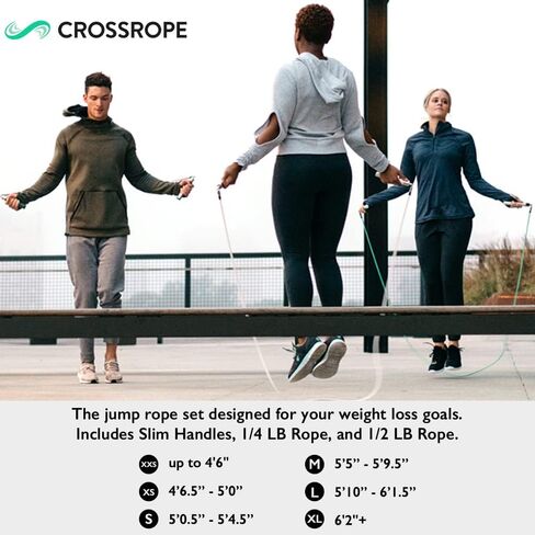 مجموعة Crossrope Get Lean 2020 - حبل القفز الموزون - حبال 1/4 رطل و1/2 رطل - مقابض رفيعة - كبير in Kuwait