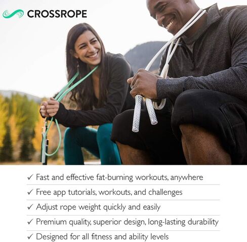 مجموعة Crossrope Get Lean 2020 - حبل القفز الموزون - حبال 1/4 رطل و1/2 رطل - مقابض رفيعة - كبير in Kuwait