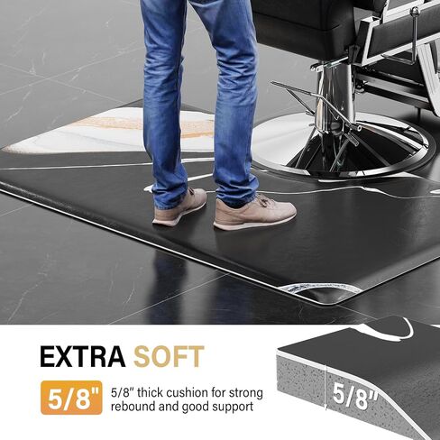 OmySalon Salon Mat for Hair Stylist Anti Fatigue, 3 ft. x 5 ft. Comfort Barber Floor Mat with Round Cutout, Hairdresser Standing Matt, Anti-Slip Easy Cleaning in Kuwait