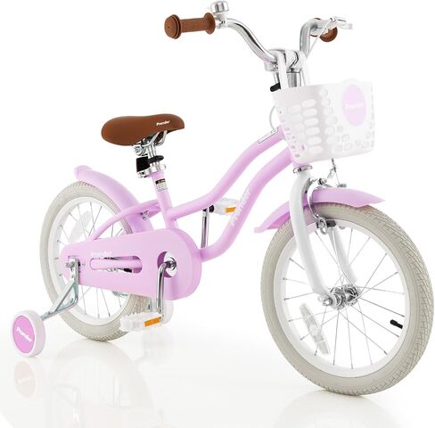 BABY JOY Kids Bike, 12 14 16 18 20 Inch Boys Girls Bike w/Adjustable Seat, Removable Basket, Handbrake & Coaster Brake, Training Wheels or Kickstand, Kids Bicycle with Multi-Color in Kuwait
