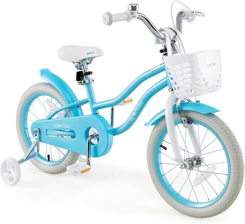 BABY JOY Kids Bike, 12 14 16 18 20 Inch Boys Girls Bike w/Adjustable Seat, Removable Basket, Handbrake & Coaster Brake, Training Wheels or Kickstand, Kids Bicycle with Multi-Color in Kuwait