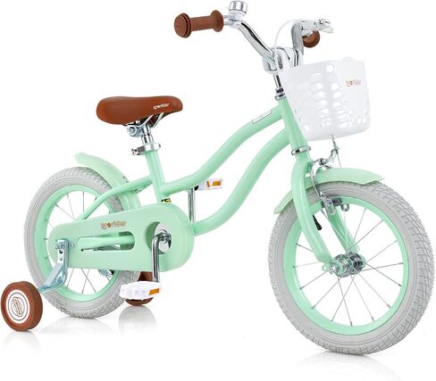 BABY JOY Kids Bike, 12 14 16 18 20 Inch Boys Girls Bike w/Adjustable Seat, Removable Basket, Handbrake & Coaster Brake, Training Wheels or Kickstand, Kids Bicycle with Multi-Color in Kuwait