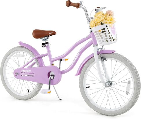 BABY JOY Kids Bike, 12 14 16 18 20 Inch Boys Girls Bike w/Adjustable Seat, Removable Basket, Handbrake & Coaster Brake, Training Wheels or Kickstand, Kids Bicycle with Multi-Color in Kuwait