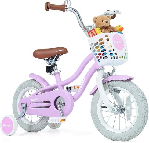 BABY JOY Kids Bike, 12 14 16 18 20 Inch Boys Girls Bike w/Adjustable Seat, Removable Basket, Handbrake & Coaster Brake, Training Wheels or Kickstand, Kids Bicycle with Multi-Color in Kuwait