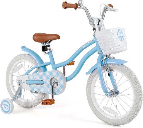 BABY JOY Kids Bike, 12 14 16 18 20 Inch Boys Girls Bike w/Adjustable Seat, Removable Basket, Handbrake & Coaster Brake, Training Wheels or Kickstand, Kids Bicycle with Multi-Color in Kuwait