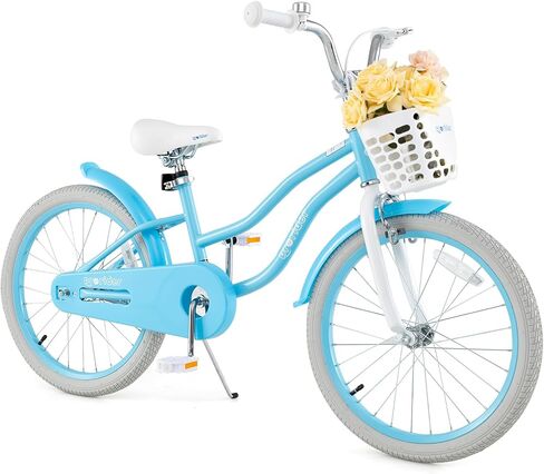 BABY JOY Kids Bike, 12 14 16 18 20 Inch Boys Girls Bike w/Adjustable Seat, Removable Basket, Handbrake & Coaster Brake, Training Wheels or Kickstand, Kids Bicycle with Multi-Color in Kuwait