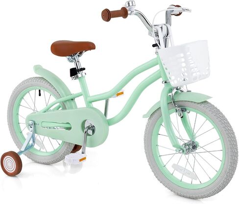 BABY JOY Kids Bike, 12 14 16 18 20 Inch Boys Girls Bike w/Adjustable Seat, Removable Basket, Handbrake & Coaster Brake, Training Wheels or Kickstand, Kids Bicycle with Multi-Color in Kuwait