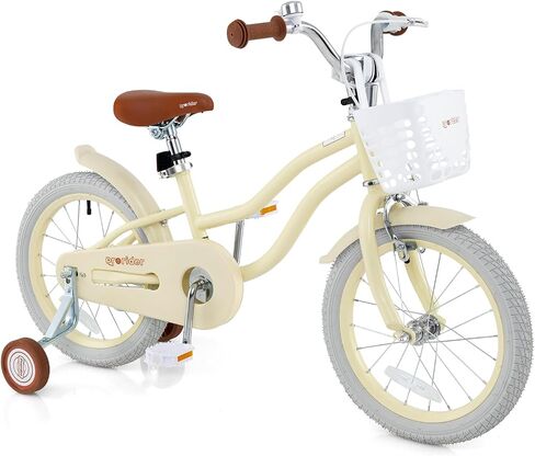 BABY JOY Kids Bike, 12 14 16 18 20 Inch Boys Girls Bike w/Adjustable Seat, Removable Basket, Handbrake & Coaster Brake, Training Wheels or Kickstand, Kids Bicycle with Multi-Color in Kuwait