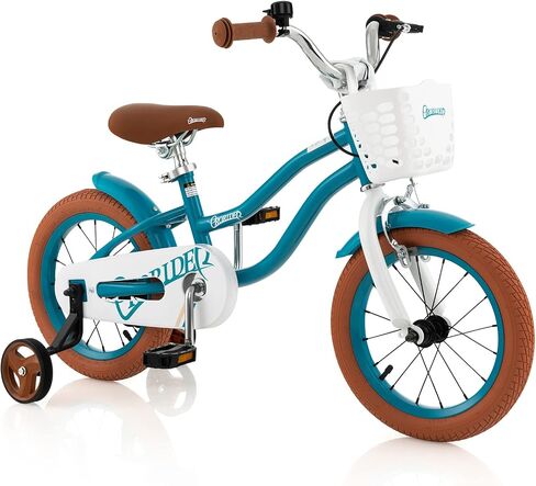 BABY JOY Kids Bike, 12 14 16 18 20 Inch Boys Girls Bike w/Adjustable Seat, Removable Basket, Handbrake & Coaster Brake, Training Wheels or Kickstand, Kids Bicycle with Multi-Color in Kuwait