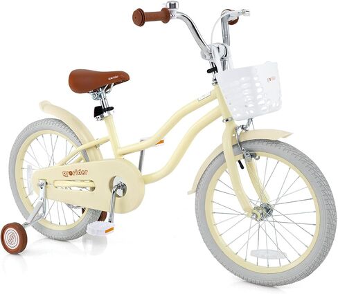 BABY JOY Kids Bike, 12 14 16 18 20 Inch Boys Girls Bike w/Adjustable Seat, Removable Basket, Handbrake & Coaster Brake, Training Wheels or Kickstand, Kids Bicycle with Multi-Color in Kuwait
