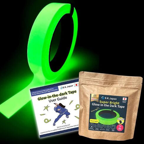 Super Bright Glow in the Dark Tape, Photoluminescent (0.5inch × 10ft) | Ideal for power outages, stair safety, emergency exit marking, pathways, handrails, evacuation routes, and safety guidance. in Kuwait