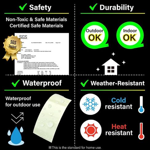 Super Bright Glow in the Dark Tape, Photoluminescent (0.5inch × 10ft) | Ideal for power outages, stair safety, emergency exit marking, pathways, handrails, evacuation routes, and safety guidance. in Kuwait