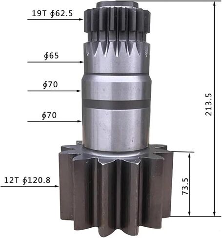 Excavator Rotating Shaft 670 675 680 685 690 12T/19T 213.5MM Heavy-Duty Construction Equipment Part in Kuwait