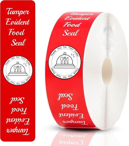 500 Pcs Tamper Evident Stickers for Food Delivery 1.5 x 6 Inches Red Tamper-Proof Safe Seal Tape & Labels - for Sealing Drink, Food & Pizza Boxes to Preserve Freshness in Kuwait