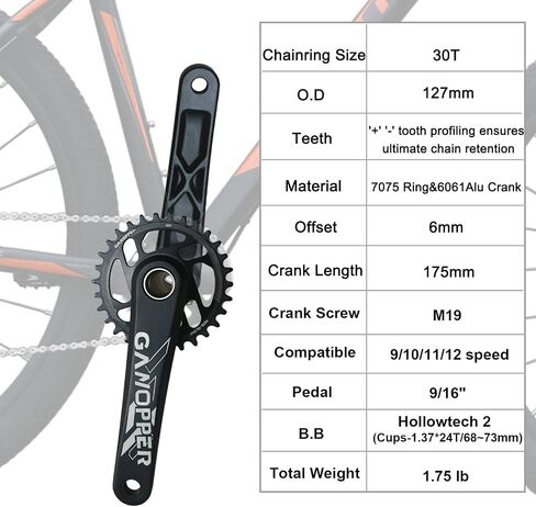 175 MTB Crankset 10 11 12 سرعة دراجة الطريق الجبلية Crankset Crankset بدلة كرنك سهلة التعديل 104 BCD مجموعة ذراع كرنك دراجة ترابية مع طقم دعامة سفلية 68 مم 73 مم 30 سلسلة سن (30T دراجة كرانسيت) in Kuwait