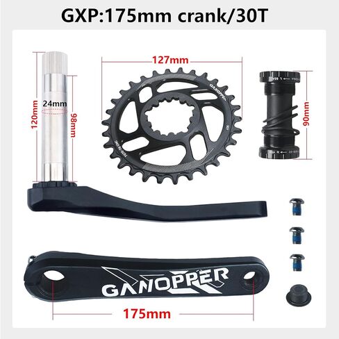 175 MTB Crankset 10 11 12 سرعة دراجة الطريق الجبلية Crankset Crankset بدلة كرنك سهلة التعديل 104 BCD مجموعة ذراع كرنك دراجة ترابية مع طقم دعامة سفلية 68 مم 73 مم 30 سلسلة سن (30T دراجة كرانسيت) in Kuwait