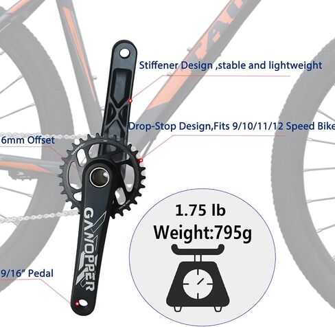 175 MTB Crankset 10 11 12 سرعة دراجة الطريق الجبلية Crankset Crankset بدلة كرنك سهلة التعديل 104 BCD مجموعة ذراع كرنك دراجة ترابية مع طقم دعامة سفلية 68 مم 73 مم 30 سلسلة سن (30T دراجة كرانسيت) in Kuwait
