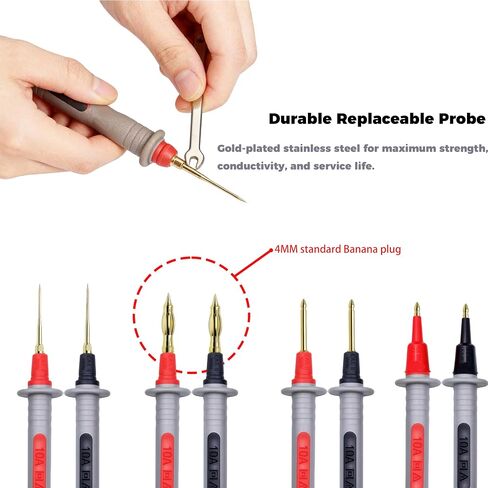 مجموعة أدوات اختبار متعددة 28 قطعة مع مجسات مطلية بالذهب، ومشابك التمساح، وخطافات اختبار ودبابيس مسبار خلفية، وملحقات متعددة المقاييس العالمية لاختبارات السيارات والصناعية والمنزلية الكهربائية in Kuwait