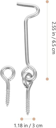 KALLORY 10 Sets Carbon Steel Cabin Hook Eye Latch Door Hook Lock for Doors and Windows, Windproof and Sturdy Design, for Home and Office Use, Includes Screws in Kuwait