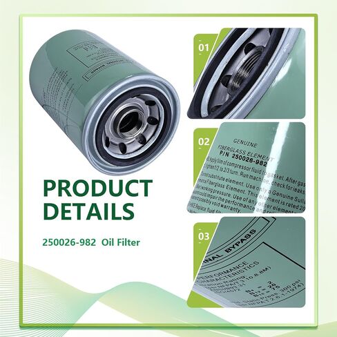 250026-982 KAYIQIN Oil Filter Compatible with BDS/TREK/ES/VS Machine Type Air Compressor, Replacement Part 250028-032 02250050-602 in Saudi Arabia