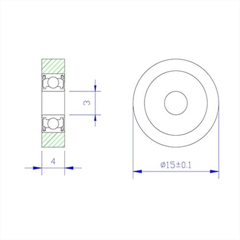 Power Transmission Products PU 623 Polyurethane Covered Bearing Shaft 3mm PU62315-4 Urethane Cover PU623 3x15x4mm Bearings Ball Bearings in Kuwait