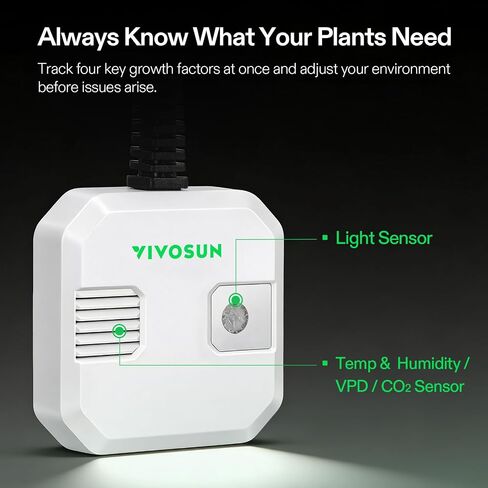 VIVOSUN GrowHub Controller E42A+ for Grow Tent and 4-in-1 Sensor, Temperature and Humidity Monitoring with CO₂ and Light Detection, CO₂ Data VPD Tracking for Indoor Growing in Kuwait