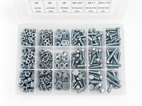 Titan Industrial Supply-425-Piece Metric Class 8.8 Hex Bolt Assortment – Zinc Hex Head Bolts with Matching Hex Nuts, Flat Washers & Lock Washers – M6, M8 & M10 Metric Fastener Kit in Kuwait
