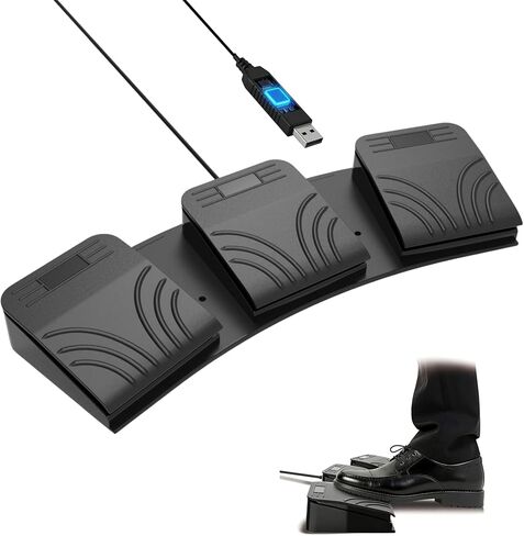 USB Triple Foot Pedal for PC, Programmable Silent HID Keypad in Saudi Arabia