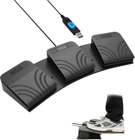 LYRIXEN PC Gaming Foot Pedal Switch, USB Mechanical 3-Key Macro Keyboard, Triple High-Response Tactile Switch for OSU FPS, Programmable with Onboard Memory for Windows Mac Linux in Kuwait