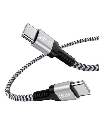 كابل شحن سريع USB C إلى C بطول 6 أقدام، سلك شاحن سريع للغاية 240 وات من النوع C لأجهزة MacBook Air وMacBook Pro وiPad Pro/Air/Mini، كابل شاحن هاتف USB-C مضفر لهاتف iPhone 17 16 15 Pro Max وSamsung in Kuwait
