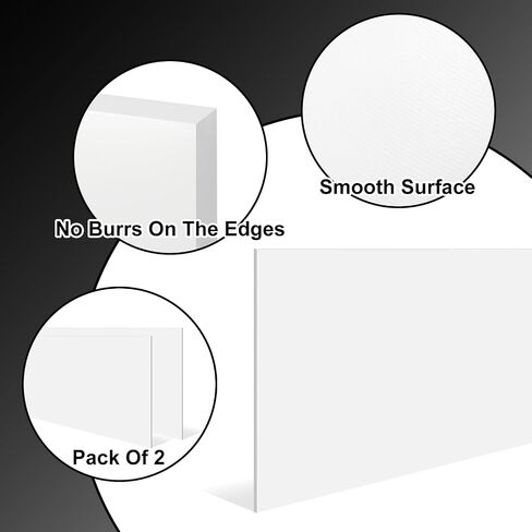 2 Pcs 12 x 24 x 1/4 Inch Plastic UHMW Sheets: White Density Polyethylene Board, Rectangular Solid Block for Industrial or Home DIY in Kuwait
