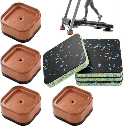 ACOCO Treadmill Incline Riser Blocks and Walking Pad Mat 8 Pcs, Stackable Vibration Pads for Hardwood Floors, Anti-Slip Equipment Base for Home Gym, High Density in Kuwait