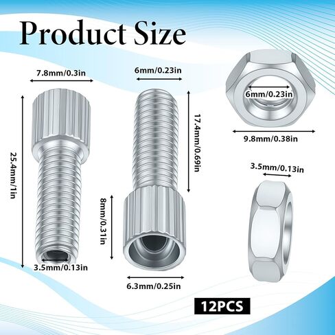 12 Pcs Silver Brake Cable Adjuster Throttle Cable Adjusting M6 Bike Screw Brake Cage Bolt Brake-Cable Adjuster Screw with Nut for Bicycles Motorcycles Scooters in Kuwait