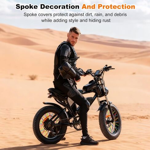 Spoke Covers Compatible with Ridstar Q20,Soft&Long Lasting,Accessories Compatible with Ridstar Q20,Trim Wrap Decoration Protector Fits 8"-23" Rim,72PCS,Vibrant Color in Kuwait