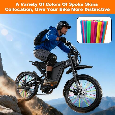 Spoke Covers Compatible with Ridstar Q20,Soft&Long Lasting,Accessories Compatible with Ridstar Q20,Trim Wrap Decoration Protector Fits 8"-23" Rim,72PCS,Vibrant Color in Kuwait