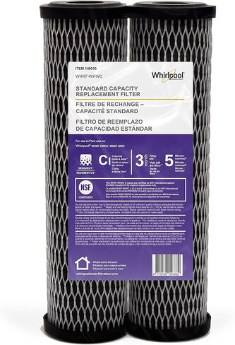 Whirlpool 5-Micron 10 x 2.5 inch CTO Replacement Water Filter WHKF-WHWC, Carbon Wrap Cartridge Reduces Chlorine Taste & Odor, NSF Certified for Whole House Sediment and Drinking Filtration System in Kuwait