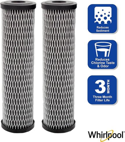 Whirlpool 5-Micron 10 x 2.5 inch CTO Replacement Water Filter WHKF-WHWC, Carbon Wrap Cartridge Reduces Chlorine Taste & Odor, NSF Certified for Whole House Sediment and Drinking Filtration System in Kuwait