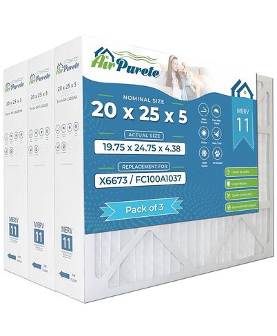 فلتر هواء AirPurete 20x25x5 MERV 11، بديل لـ Lennox X6673، Honeywell FC100A1037، فلاتر فرن HVAC مطوية للمنزل (الحجم الفعلي: 19.75 × 24.75 × 4.38) | 4 عبوات in Kuwait